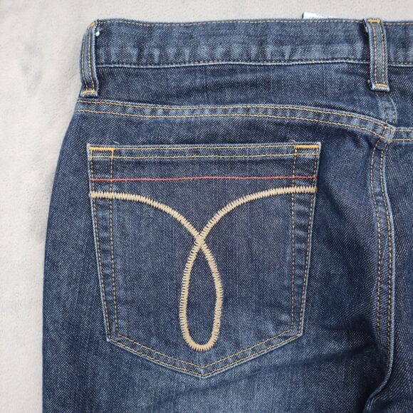 Calvin Klein Pants Womens 11 Blue Flare Low Rise Button Dark Wash Denim Jeans - Picture 15 of 16